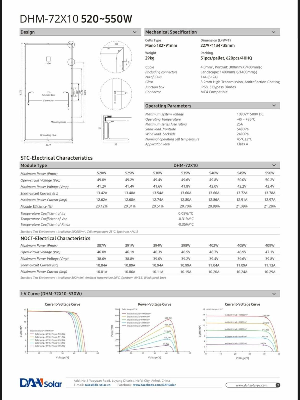 520~550 W DAH Solar Monokristalline Solarmodule Solaranlage PV – Bild 2
