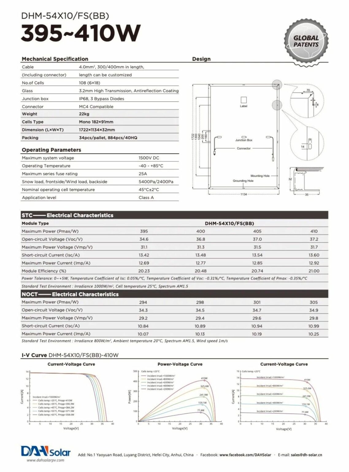 DHM-54X10/FS(BB) - DAH SOLAR 405 Watt - Fullscreen Fullblack Solarmodul – Bild 2