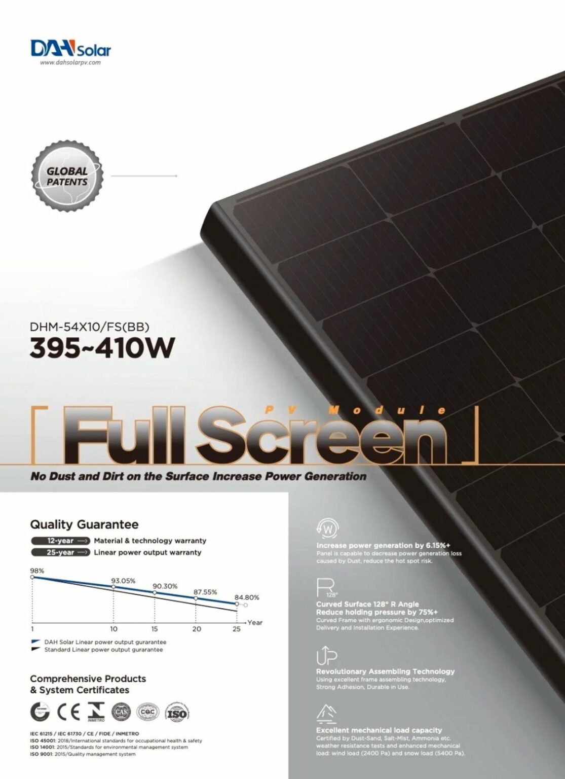 DHM-54X10/FS(BB) - DAH SOLAR 405 Watt - Fullscreen Fullblack Solarmodul